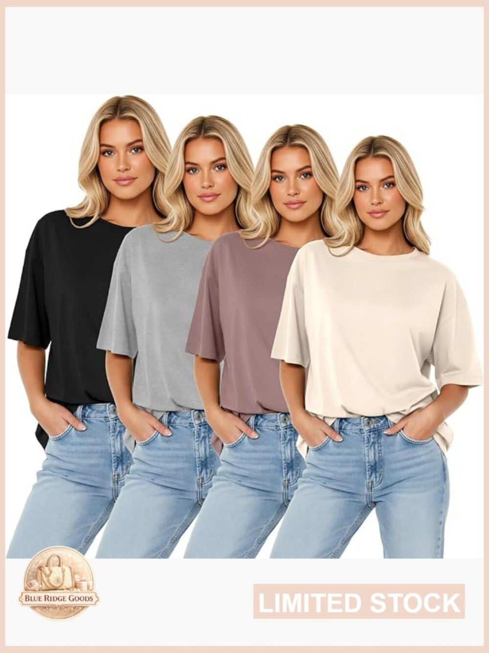 Oversized Cotton Tees Loose Fit Baggy Crew Neck Basic Tops Minimal Chic